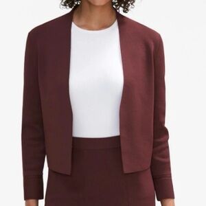 MM.LaFleur Cropped Open-Front Jacket in Deep Burgundy